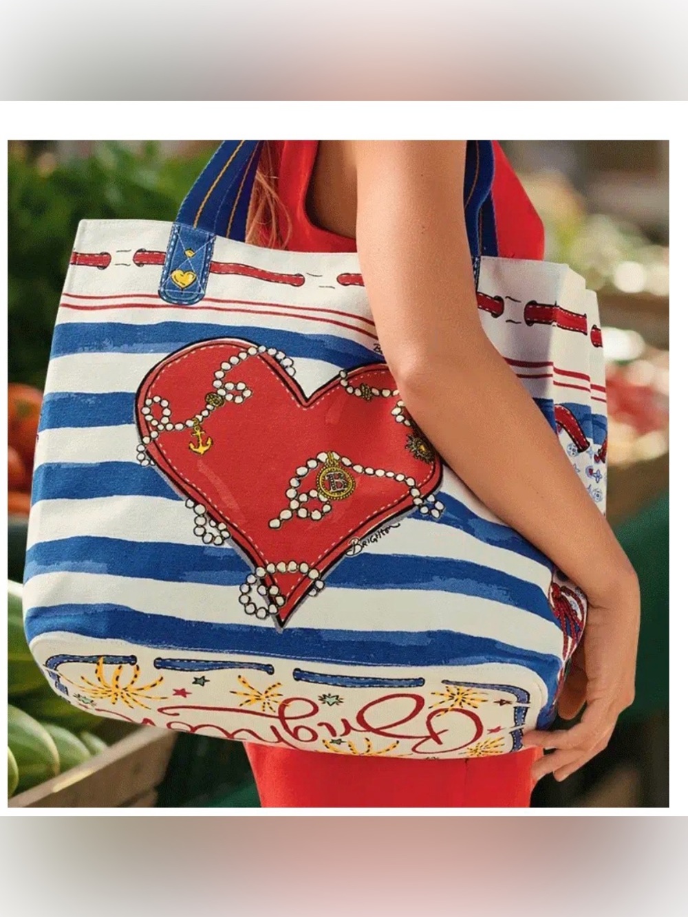 Brighton Striped Love Tote Bag